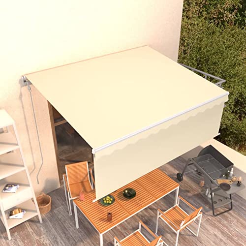 Tidyard Toldo automático retráctil Toldo Retráctil para Exterior Toldo de Balcón Terraza Jardín Balcón con persiana Color Crema 4x3 m