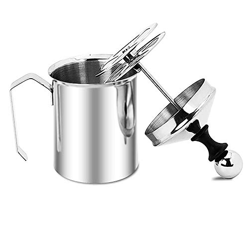 TIEMORE Espumador de leite manual de aço inoxidável 500 ml, máquina de espuma manual para fazer espuma, ferramenta para fazer espuma de café com creme de café de luxo