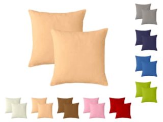 TIENDA EURASIA® Funda Cojin 45 x 45 cm - Pack 2 Fundas de Cojin - Color Beige Liso - Fabricado en Loneta Resistente - Suave al Tacto - Cojines Decorativos - Cojines Sofa (45 x 45 cm, Beige)
