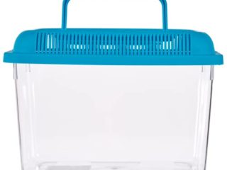 TIENDA EURASIA® Pecera de Plastico Resistente con Asas y Tapa Desmontable - Pecera Rectangular Transparente y Tapa de Color - Medida (30 x 20 cm, Azul)