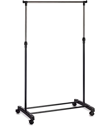 TIENDA EURASIA® Perchero de Pie con Ruedas - Perchero de Ropa Burro - Estructura Metalica Extensible - Organizador de Ropa - 80 x 43 x 90-160 cm