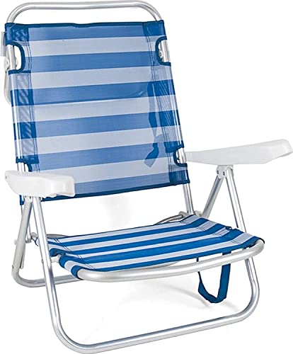 TIENDA EURASIA - Sillas Playa, Silla de Playa Plegable, Silla Multiposiciones Reclinable, Estructura de Aluminio Ligera, Tela de Textileno, Asa para Transportar
