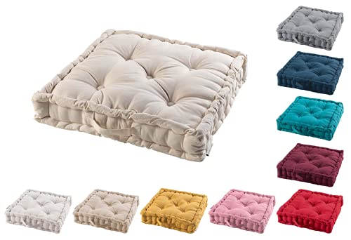 TIENDAEURASIA® Cojines de Suelo - 100% Algodón Lisa - Ideal para Sillas, Bancos, Palets, Suelos - Uso Interior y Exterior (Natural, 45)