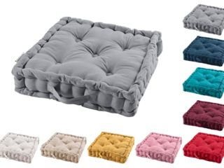 TIENDAEURASIA® Cojines de Suelo - 100% Algodón Lisa - Ideal para Sillas, Bancos, Palets, Suelos - Uso Interior y Exterior (Gris, 45)