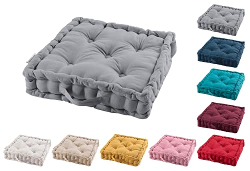 TIENDAEURASIA® Cojines de Suelo - 100% Algodón Lisa - Ideal para Sillas, Bancos, Palets, Suelos - Uso Interior y Exterior (Gris, 45)