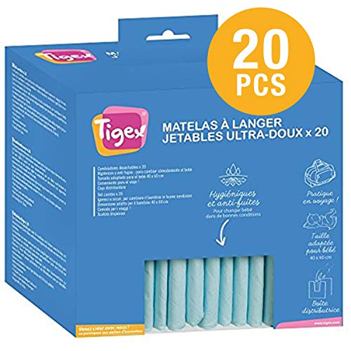 Tigex Cambiador Desechable para Bebé | 20 unidades (Paquete de 1)