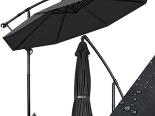 tillvex 300 cm Sombrilla Excentrico | Parasol para Terraza Jardín Balcón Patio | con Manivela y Base en Cruz, giratorio 360º, Protección UV