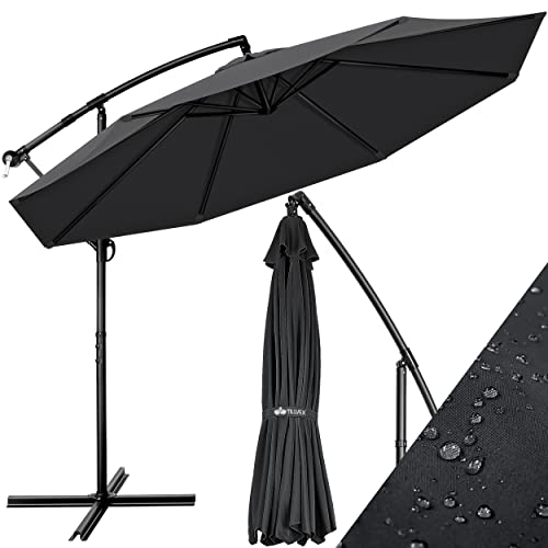 tillvex 300 cm Sombrilla Excentrico | Parasol para Terraza Jardín Balcón Patio | con Manivela y Base en Cruz, giratorio 360º, Protección UV