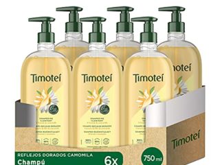 Timotei Champú para Cabello Rubio Reflejos Dorados con Extracto de Flor de Camomila 750ml - Pack de 6
