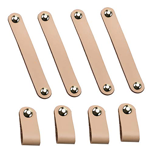 Tingz 8Pcs Manija Del Gabinete de Cuero,67MM+128MM Muebles de Cuero Manija De La Puerta Tiradores de Puerta de Cajón de Cuero，para Accesorio de Mobilario Armario Cajón Puerta