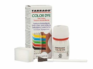 Tinte para Zapatos y Bolsos de Cuero y Textil con Esponja y Brocha | Cubre Rozaduras y Desgastes del Calzado | Gama de 90 colores ((01) Blanco)