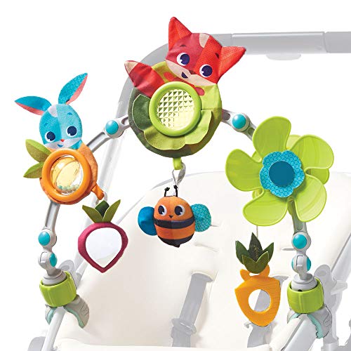 Tiny Love Sunny Stroll Arco de juegos educativo con sonajero y actividades, arco juego carro bebé 0 meses +, Clips de acople universales, Meadow Days