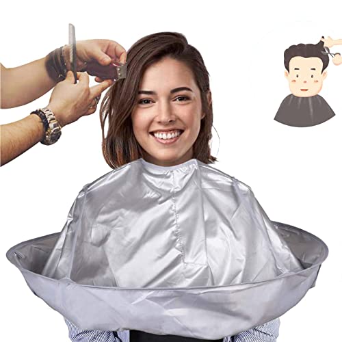 Tipport Capa de Corte de Pelo de Paraguas Plegable, Capa de Corte de Pelo Foldable y Ajustable Profesionales Color Plata Gris, 30x30x1cm