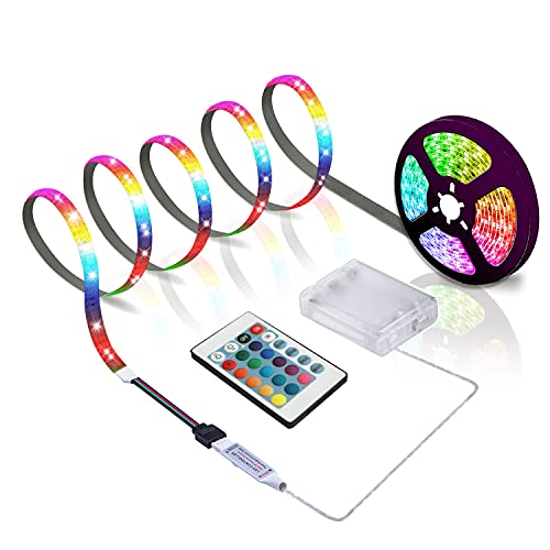 Tira de LED Con Control Remoto de 24 Teclas, Tira de Luces de 2m Con Pilas Para Decoración de Fiestas y Bricolaje