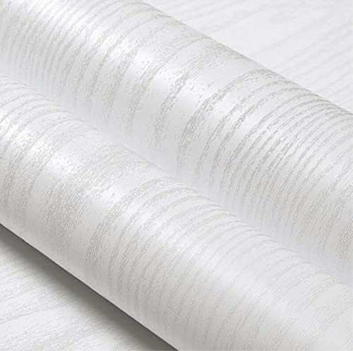 TJLMCORP - Papel pintado con textura de madera de grano blanco mate, película de vinilo, papel pintado autoadhesivo, forro para estantes, forro para cajones (40 cm x 300 cm, 15,7"x 118"(Blanco)