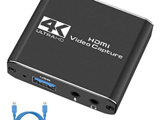TKHIN Capture Card, Tarjeta de grabación de vídeo con micrófono, 4K HDMI 1080p 60fps, grabadora de vídeo para juegos, streaming en vivo, videoconferencias, funciona para PS4, Xbox One, OBS, cámara, PC