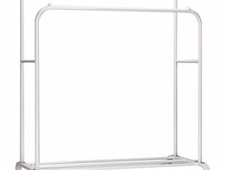 TLV PBD1-WHITE Perchero Burro Doble Rail Moderno Rígido Estante Ropa Zapatos Cajas Ropero, Blanco