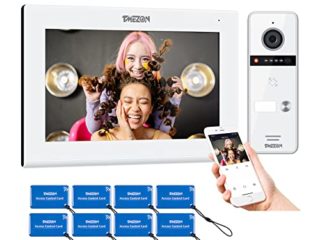 TMEZON 1080P WiFi IP Videoportero Sistema de intercomunicación,1 * 7 zoll Monitor de pantalla táctil y timbre con cable, Desbloqueo por deslizamiento de aplicación/tarjeta,Instantánea/Grabación