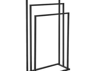 Toallero pie múltiple Negro de Metal de 45x21x84 cm - LOLAhome