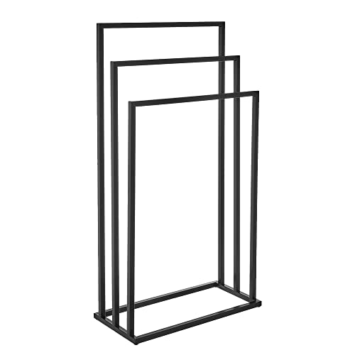 Toallero pie múltiple Negro de Metal de 45x21x84 cm - LOLAhome
