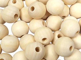 TOAOB 100 Piezas Cuentas de Madera 20 mm Bolas de Madera Redondas con Agujero Grandes Abalorios Madera Natural para Manualidades Joyería Decoraciones Macrame Artesanal Haciendo