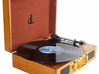 Tocadiscos Grabación de PC, Giradiscos Vinilo de 3 Velocidades DLITIME Altavoces Incorporados de 1W, Codificación RCA/AUX/Conector de Auriculares Turntable Vinyl