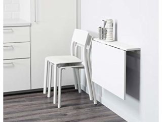 Tok Mark Traders NORBERG - Mesa de pared, color blanco, 74 x 60 cm, resistente y fácil de cuidar, mesitas de comedor, mesas y escritorios, muebles respetuosos con el medio ambiente