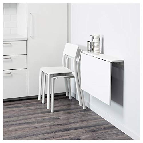 Tok Mark Traders NORBERG - Mesa de pared, color blanco, 74 x 60 cm, resistente y fácil de cuidar, mesitas de comedor, mesas y escritorios, muebles respetuosos con el medio ambiente