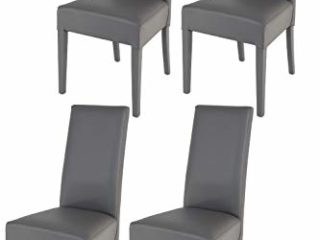 Tommychairs - Set 4 sillas Luisa para Cocina, Comedor, Bar y Restaurante, solida Estructura en Madera de Haya y Asiento tapizado en Polipiel Gris Oscuro