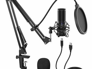 TONOR Micrófono de Condensador USB Micro Grabación Patrón Polar Cardioide para Grabar Música y Video Podcast Transmisión en Vivo Juegos Chat Soporte de Brazo
