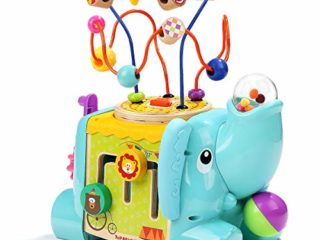 TOP BRIGHT Elefante Centro de Actividades - Cubo Interactivo de 5 Lados para Bebés de 1 año - Mesa de Actividades para Niños y Niñas - Juguete Didáctico para Desarrollo Habilidades Motoras