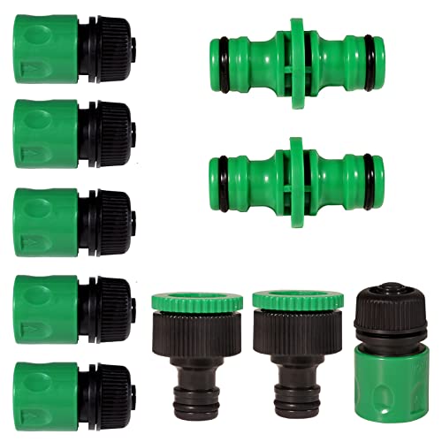 TOP-VIGOR Kit de Conector Manguera:5 Conector rápido de Extremo de Manguera 1/2 Pulgada,1 Conector rápido Waterstop de Manguera,2 Conectores Dobles Macho a presión,2 Conector de Grifo de Manguera