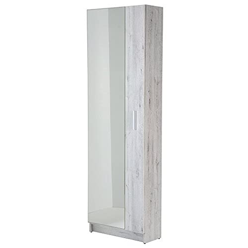 TOPKIT | Mueble Zapatero con Espejo Danubio 56AB | Medidas 171 x 54 x 24 cm | Armario Zapatero | Zapatero con Espejo | Blanco Mozart