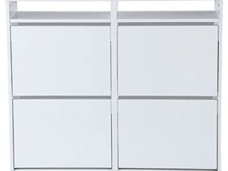 TOPKIT | Mueble Zapatero Tamesis 54AB | Medidas 96 x 107 x 25 cm | Armario Zapatero | Zapatero con 4 puertas abatibles | Blanco