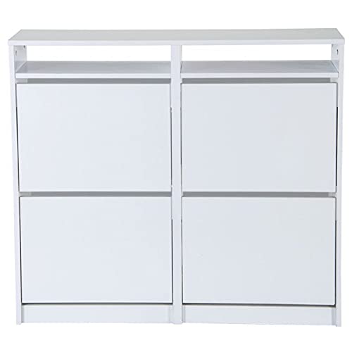 TOPKIT | Mueble Zapatero Tamesis 54AB | Medidas 96 x 107 x 25 cm | Armario Zapatero | Zapatero con 4 puertas abatibles | Blanco