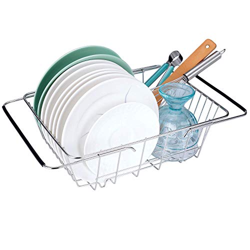 Toplife Escurridor de Platos Extensible de Acero Inoxidable para Cocina Hogar ,Escurreplatos para Fregadero ,Cestas de Secado de Platos Adecuado para Escurrir Platos, Verduras y Frutas en el Fregadero