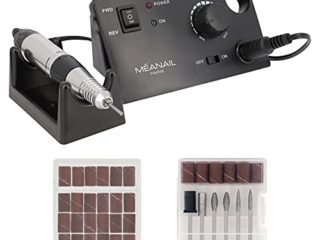 Torno de Uñas Profesional 35.000 RPM para Manicura y Pedicura Negro - Pulidor de Uñas de Gel Semipermanentes Acrílicas Postizas - 6 Brocas para Quitar Esmalte Callos Durezas Empujar Cutículas -Meanail