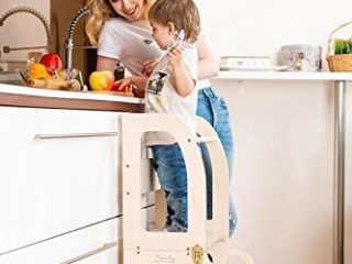 Torre de Aprendizaje, Escritorio y Taburete Montessori (Sin Pintar)