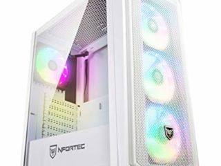 Torre Gaming Nfortec Krater para PC con Cristal Templado y 4 Ventiladores RGB de 120mm incluidos (compatible con placas base de Gigabyte, Asus y MSI) Color Blanco