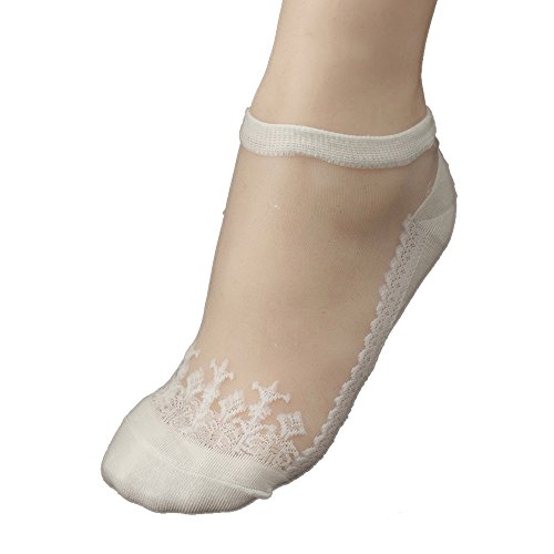 Tosonse Medias Hermosas Transparentes Ultrafinas Calcetines De Mujer Elásticos De Encaje De Cristal Calcetines Cortos Calcetines De Línea
