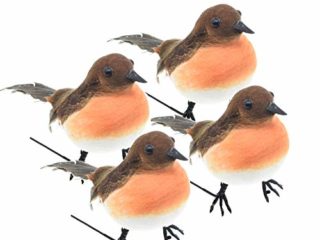 ToSSme 4pcs Gran Robin pájaro árbol de Navidad decoración Manualidades Muy Bonito Artificial de Plumas