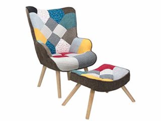 Totò Piccinni Sillón con Taburete Design Patchwork Patas de Madera de Haya (Patchwork Party)