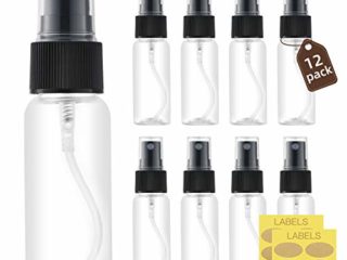 Toureal 30ml Botellas Spray Pulverizador Plastico (12 Piezas) Botes Spray Vacios, Atomizador(Transparente)