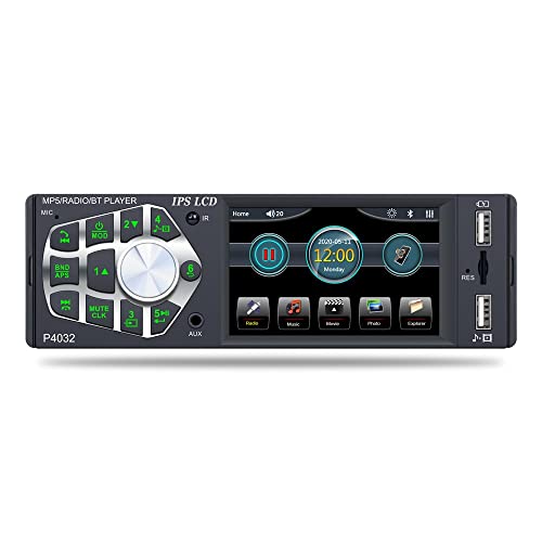 TOYOUSONIC Radio Coche 1 DIN 3.8 Pulgadas Autoradio Bluetooth Llamadas Manos Libres MP5 con FM/USB Dual/Tarjeta TF/AUX-IN/Control Remoto en el Volante