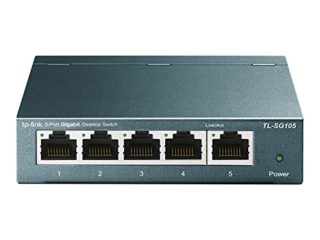 TP-Link TL-SG105 - Switch 5 Puertos 10/100/1000 MBps Switch ethernet, Switch gigabit, Indicador del estado, acero inoxidable con Super disipación de calor, IGMP snooping, QoS, Negro
