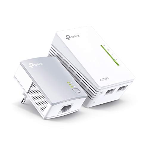 TP-Link TL-WPA4220 KIT - 2 Adaptadores de Comunicación por Línea Eléctrica (WiFi AV 600 Mbps, Extensor, Repetidores de Red, Amplificador y Cobertura Internet, 3 Puertos, Cable Ethernet), Color Blanco