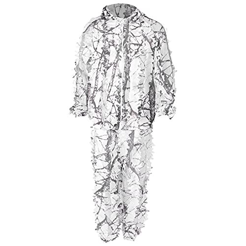 Traje de Hoja 3D, Camuflaje Salvaje de Nieve Traje Ghillie Chaquetas y Pantalones de Hoja 3D Conjunto de Ropa para Cazar