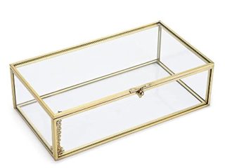Transparente Vidrio Caja, Bodas Dorado Caja, Geométrico Joyas Caja, Diseño De Marco De Phnom Penh, Para Decorar Tocador, Exhibición De Joyería, Fiesta, Centros De Mesa De Boda
