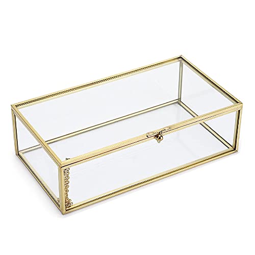 Transparente Vidrio Caja, Bodas Dorado Caja, Geométrico Joyas Caja, Diseño De Marco De Phnom Penh, Para Decorar Tocador, Exhibición De Joyería, Fiesta, Centros De Mesa De Boda