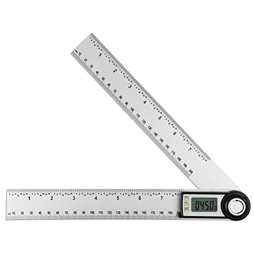 Transportadores de Angulo Digital, Medidor de Angulo con Pantalla LCD, Regla de Angulo de Aleación de Aluminio para Herramientas de Carpintería y Bricolaje, Herramientas de Medición de 360°,200 mm